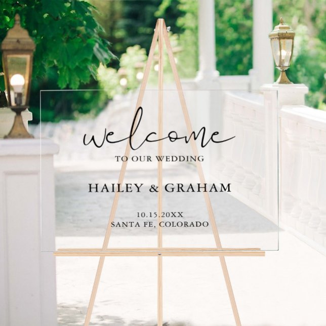 Modern Simple Wedding Elegant Calligraphy Welcome Acrylic Sign (Creator Uploaded)