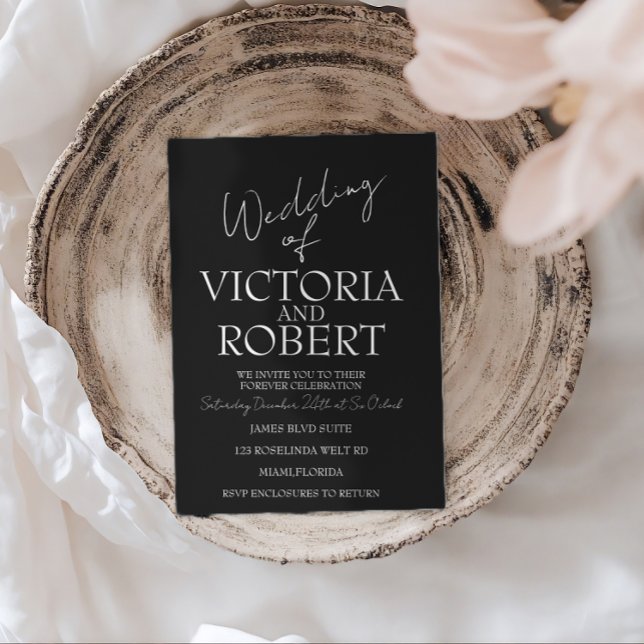 Modern Simple Wedding Engagement Black Invitation (Creator Uploaded)