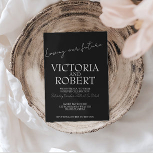Modern Simple Wedding Engagement Black Quote Invitation