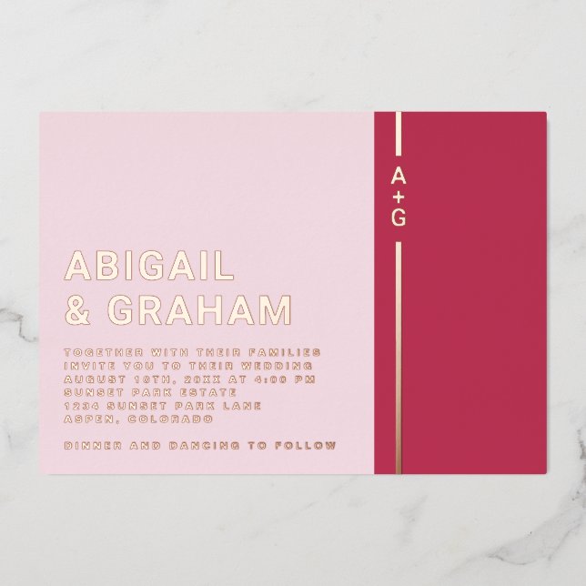 Modern Simple Wedding Foil Invitation (Front)