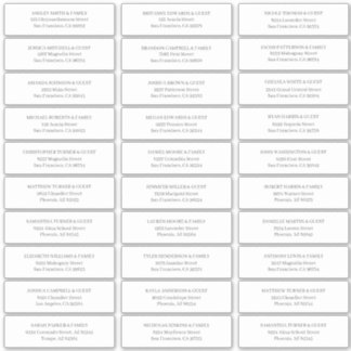 Modern Simple Wedding Guest Names Address