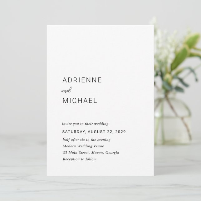 Modern Simple Wedding Invitation (Standing Front)