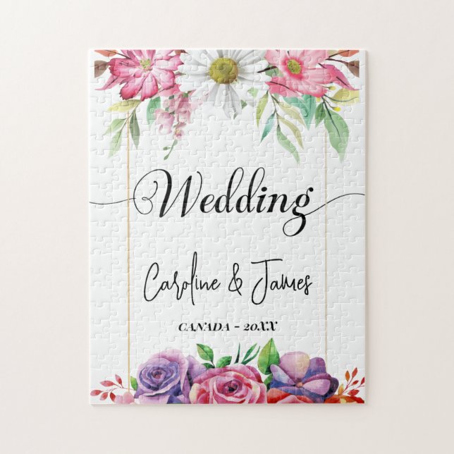 Modern Simple wedding Photo Jigsaw Puzzle (Vertical)