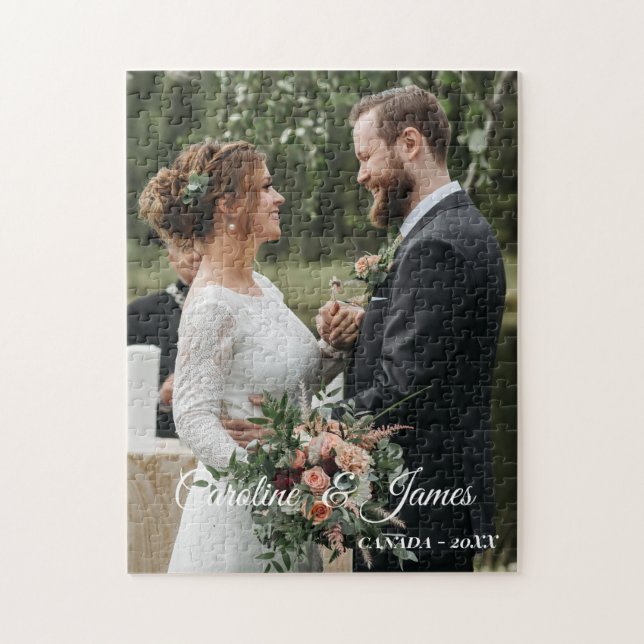 Modern Simple wedding Photo Jigsaw Puzzle (Vertical)