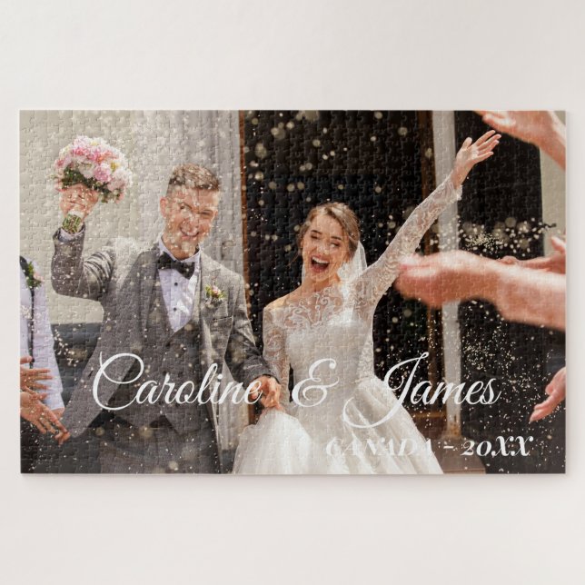 Modern Simple wedding Photo Jigsaw Puzzle (Horizontal)