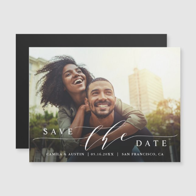 Modern & Simple Wedding Photo Save the Date  Magnetic Invitation (Front/Back)