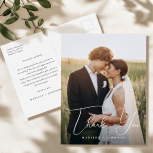 Modern Simple Wedding Photo Thank You Postcard