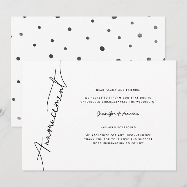 Modern Simple Wedding Postponement Announcement (Front/Back)