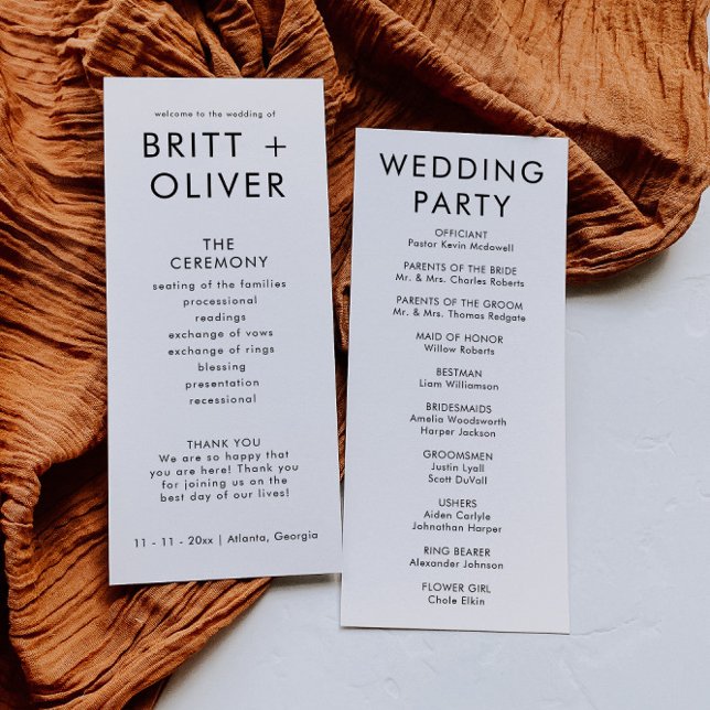 Modern Simple Wedding Program Order Of Events (Creator Uploaded)