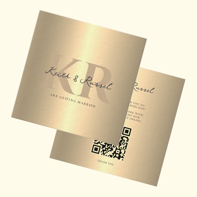 Modern Simple Wedding QR Code Gold Invitation (Creator Uploaded)