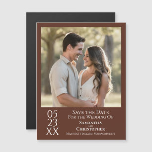 Modern Simple Wedding Save the Date Photo Brown Magnetic Invitation