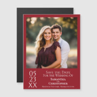 Modern Simple Wedding Save the Date Photo Crimson