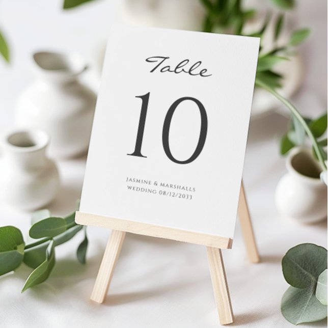 modern simple wedding table  place card (modern simple minimalist table number sign , editable , tie the knot in style , minimalistic , 
)