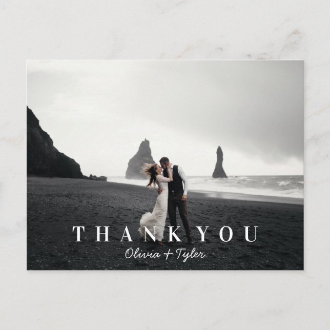 Modern + Simple Wedding Thank You Postcard (Front)
