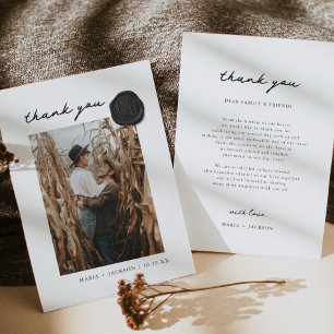 Modern Simple Wedding Wax Seal Photo Thank You
