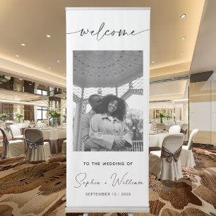 Modern Simple Wedding Welcome Photo Retractable Banner