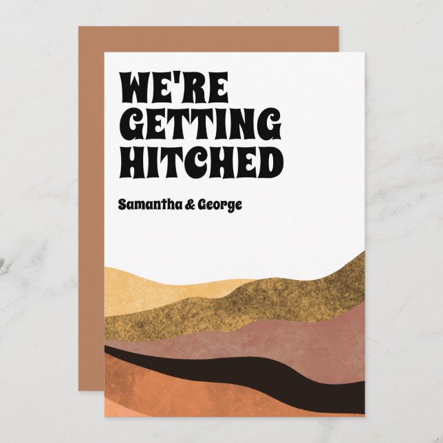 Modern Simple We're Getting Hitched Boho Wedding Save The Date (Front/Back)