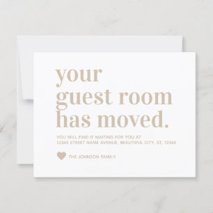 Modern Simple We've Moved Guest Room Moving Beige Announcement