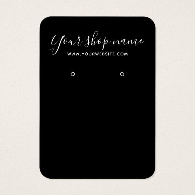 Modern simple white and black earring display card (Front)