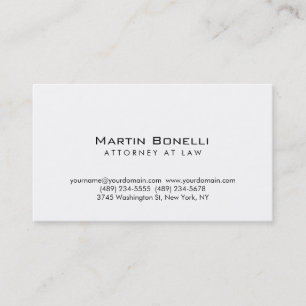 Modern Simple White Attorney at Law Business Card