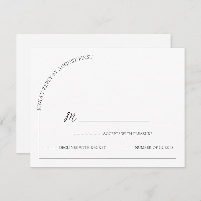 Modern Simple White Black  RSVP Card (Front/Back)