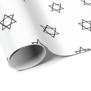 Modern simple white black Star of David pattern Wrapping Paper