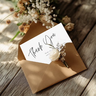 Modern Simple White Bridal Shower Thank You Card