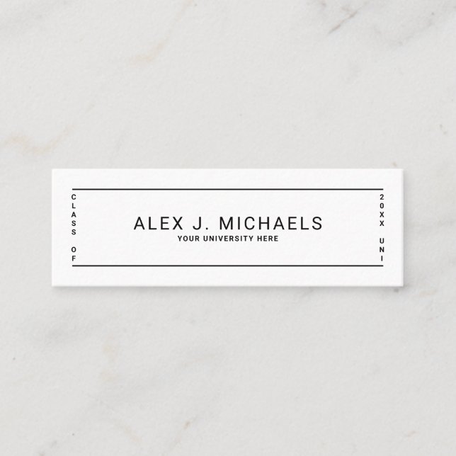 Modern simple white class of graduation name card (Front)