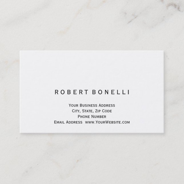 Modern Simple White Colour Consultant Business Car Business Card (Front)