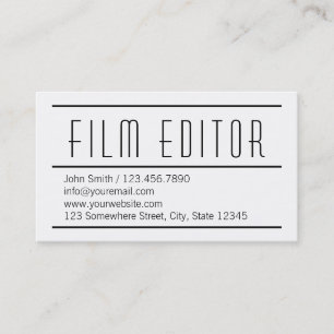 Modern Simple White Film Editor Business Card