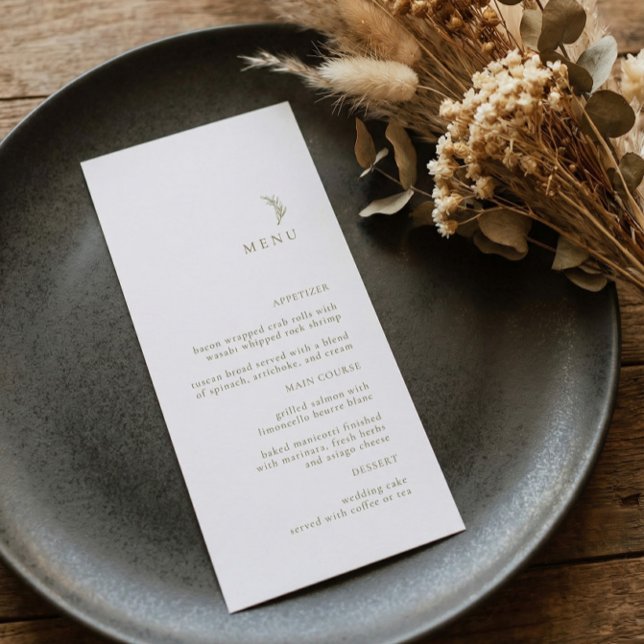 Modern Simple White Gold Olive Branch Wedding Menu (Creator Uploaded)