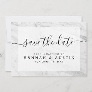Modern Simple White Marble Elegant Wedding Save The Date