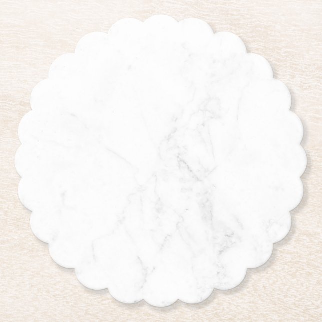 Modern Simple White Marble Rustic Paper Coaster (Front)