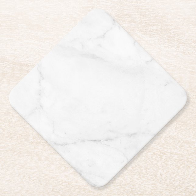 Modern Simple White Marble Rustic Paper Coaster (Front)