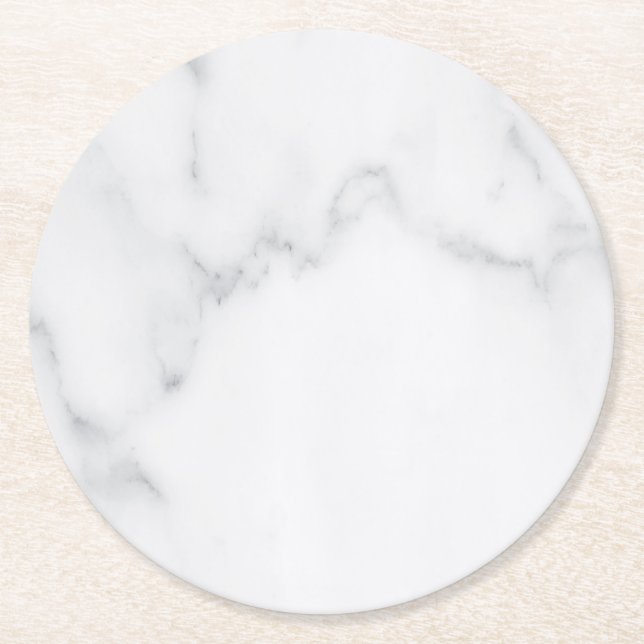 Modern Simple White Marble Rustic Paper Coaster (Front)