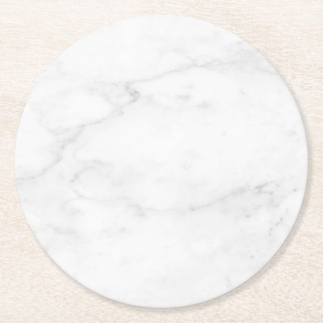 Modern Simple White Marble Rustic Paper Coaster (Front)