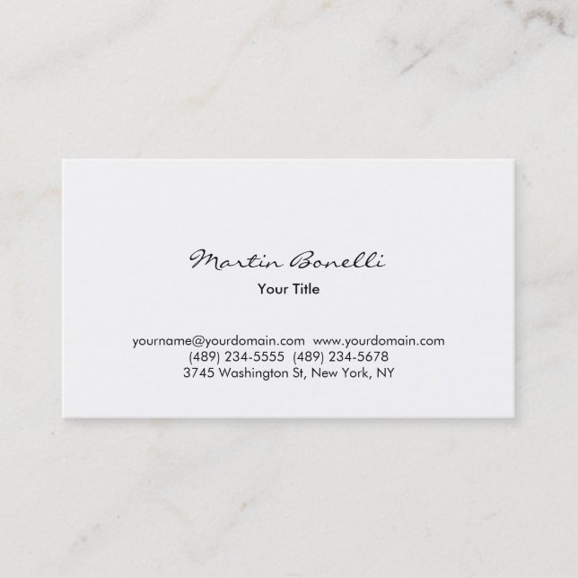 Modern Simple White Professional Business Card (Front)