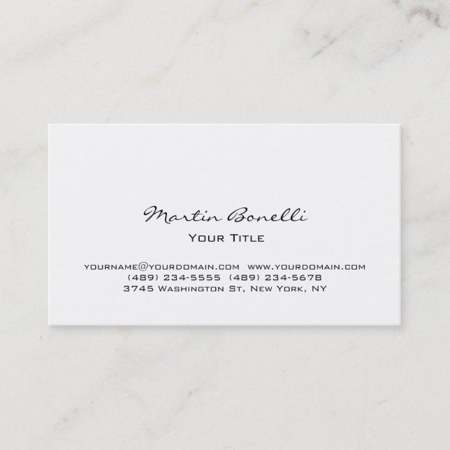 Modern Simple White Professional Business Card (Front)