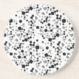 Modern Simple White Terrazzo Black Tile Coaster