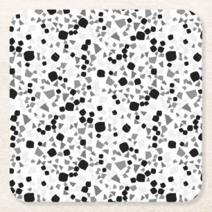 Modern Simple White Terrazzo Black Tile Square Paper Coaster