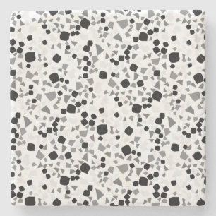 Modern Simple White Terrazzo Black Tile Stone Coaster