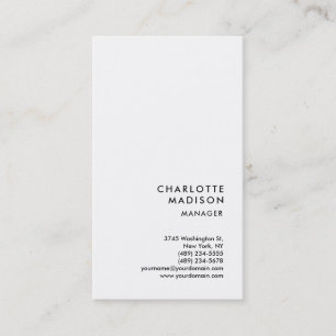 Modern Simple White Trendy Minimalist Plain Business Card