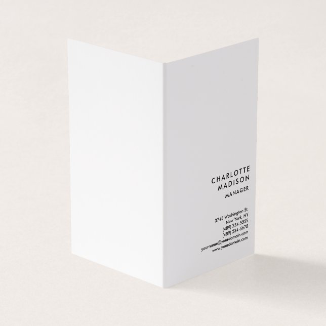 Modern Simple White Trendy Minimalist Plain Business Card (Outside)