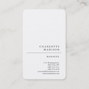 Modern Simple White Trendy Minimalist Plain Business Card
