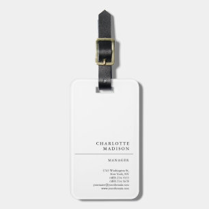 Modern Simple White Trendy Minimalist Plain Luggage Tag