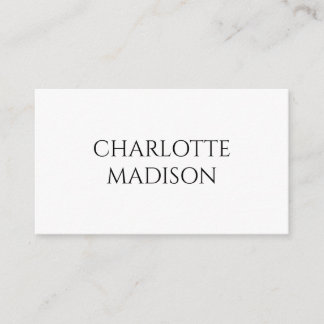 Modern Simple White Trendy Minimalist Plain Name Enclosure Card