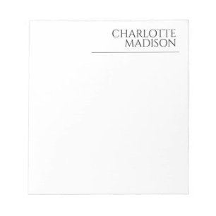 Modern Simple White Trendy Minimalist Plain Notepad