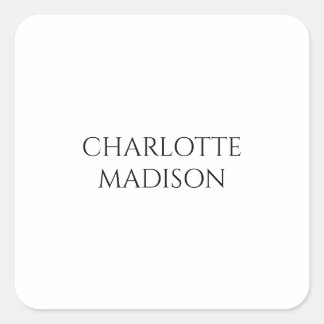 Modern Simple White Trendy Minimalist Plain Square Sticker