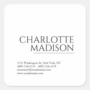 Modern Simple White Trendy Minimalist Plain  Square Sticker