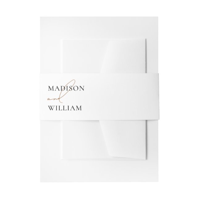 Modern Simple White Wedding Invitation Belly Band (Front Example)